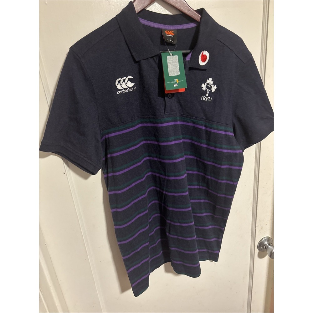 Authentic Canterbury IRFU Ireland Men's Rugby Polo Shirt Size Large Navy New